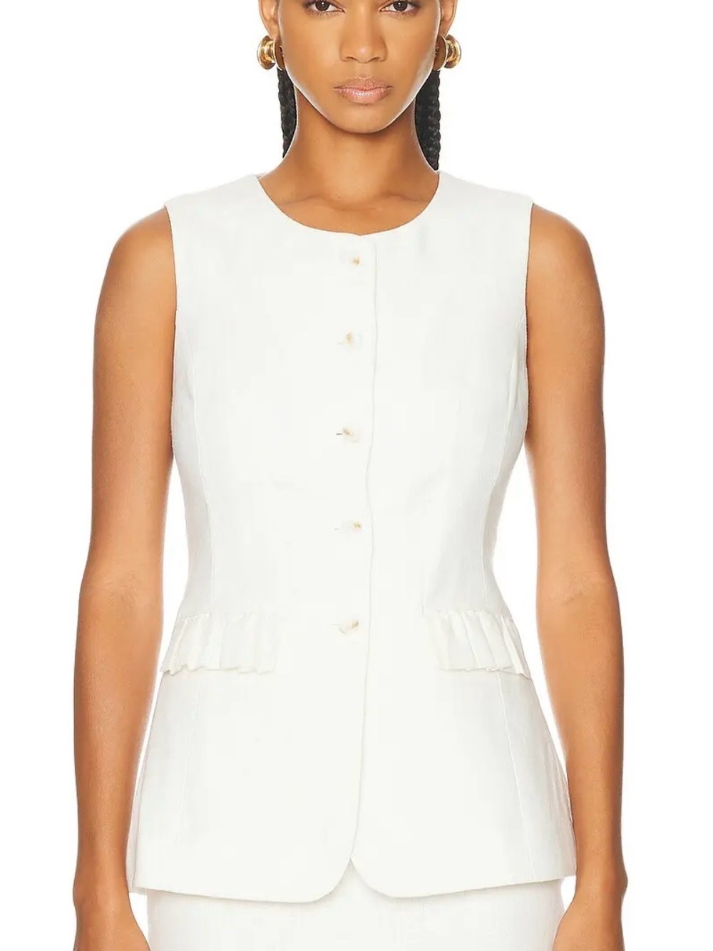 Posse Matilda cream ruffled vest XS